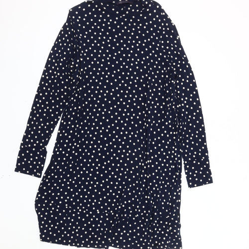 Marks and Spencer Women’s Blue Polka Dot Dress - Size 14