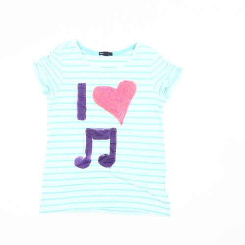 GapKids Girls Blue Striped Sequin T-Shirt, Size 13 Years