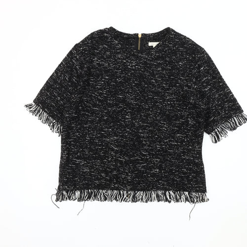 River Island Black Tunic Women's Size 14 Fringe Accent
