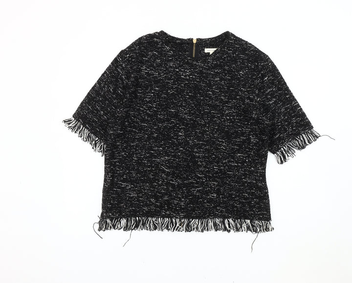 River Island Black Tunic Women's Size 14 Fringe Accent