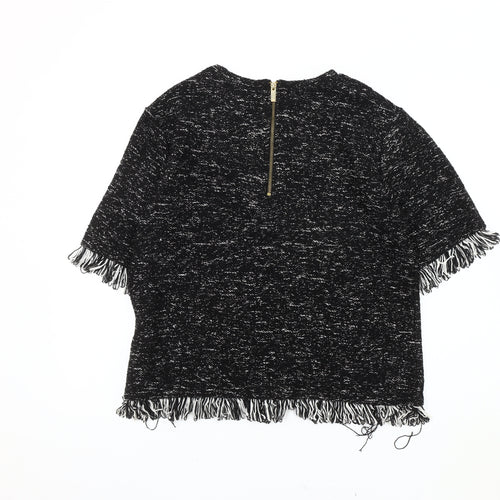 River Island Black Tunic Women's Size 14 Fringe Accent