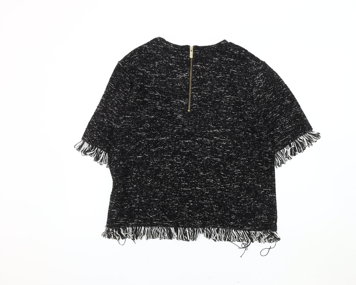 River Island Black Tunic Women's Size 14 Fringe Accent