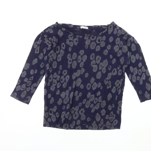 Gap Women's Blue XXS Boat Neck Animal Print Top