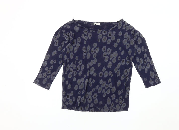 Gap Women's Blue XXS Boat Neck Animal Print Top