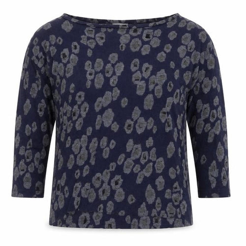 Gap Women's Blue XXS Boat Neck Animal Print Top