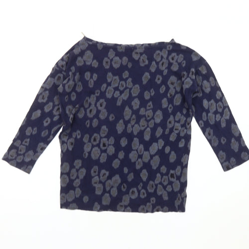 Gap Women's Blue XXS Boat Neck Animal Print Top
