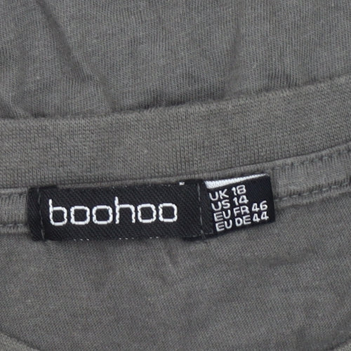 Boohoo Women's Grey T-Shirt Size 18 Western Style