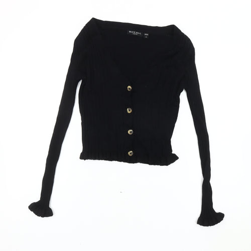 Brave Soul Women's Black Cardigan, Size S - V-Neck Knit
