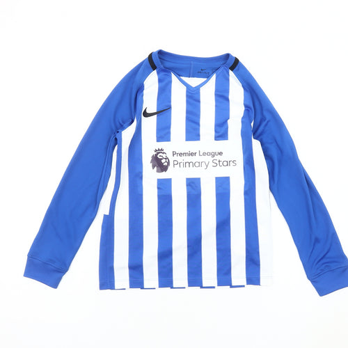 Nike Boys Blue White Nike Jersey 10 Years Football Striped Top