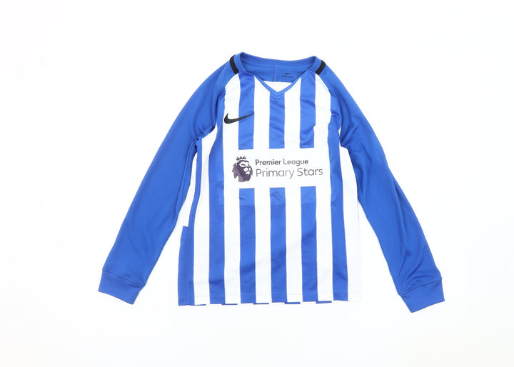 Nike Boys Blue White Nike Jersey 10 Years Football Striped Top
