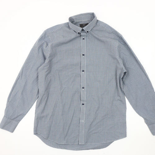 Marks and Spencer Men's Blue Regular Fit Check Shirt