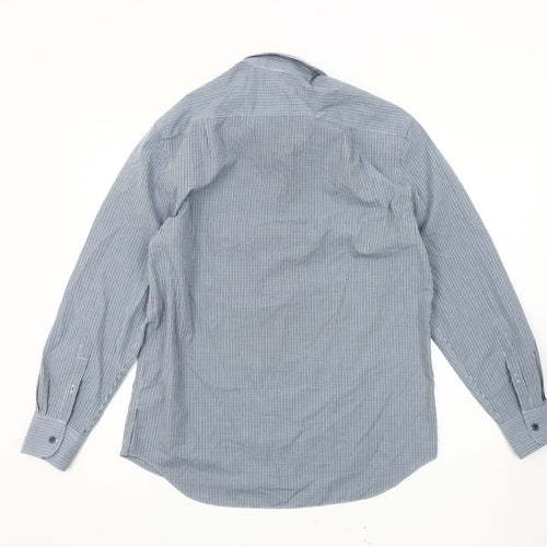 Marks and Spencer Men's Blue Regular Fit Check Shirt
