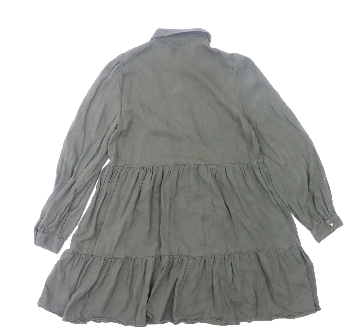 Zara Women's Green XS Shirt Dress with Buttons