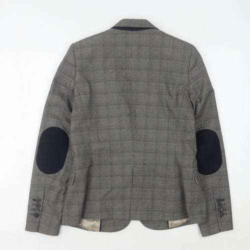 Zara Basic Grey Plaid Blazer Women's M Single-Breasted