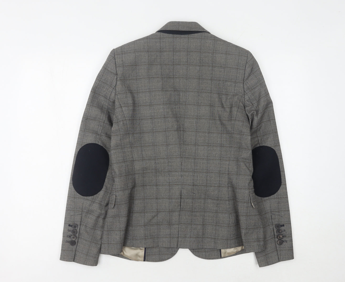 Zara Basic Grey Plaid Blazer Women's M Single-Breasted