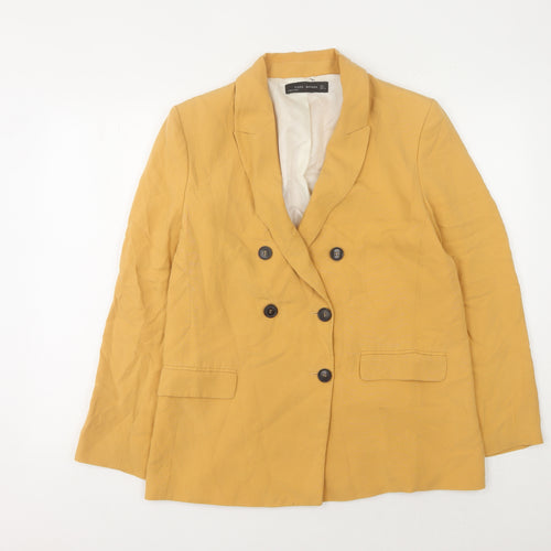 Zara Women's Yellow Blazer, Size 12, Double Breasted