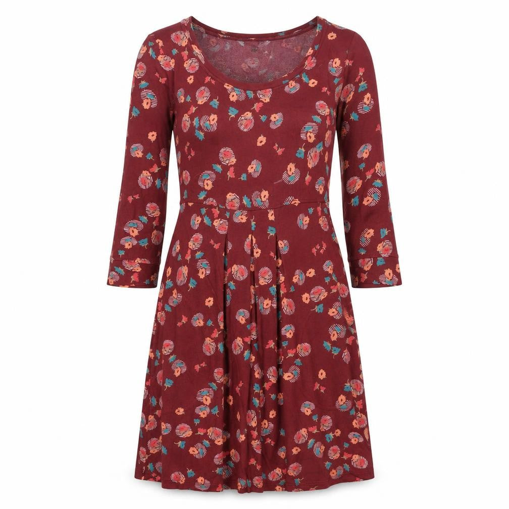 Fat Face Women's Red Floral A-Line Dress - Size 10