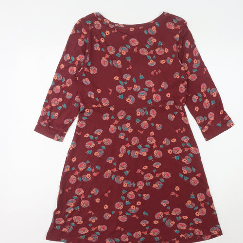Fat Face Women's Red Floral A-Line Dress - Size 10