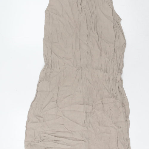 Mango Beige Sleeveless Shirt Dress, Size 10