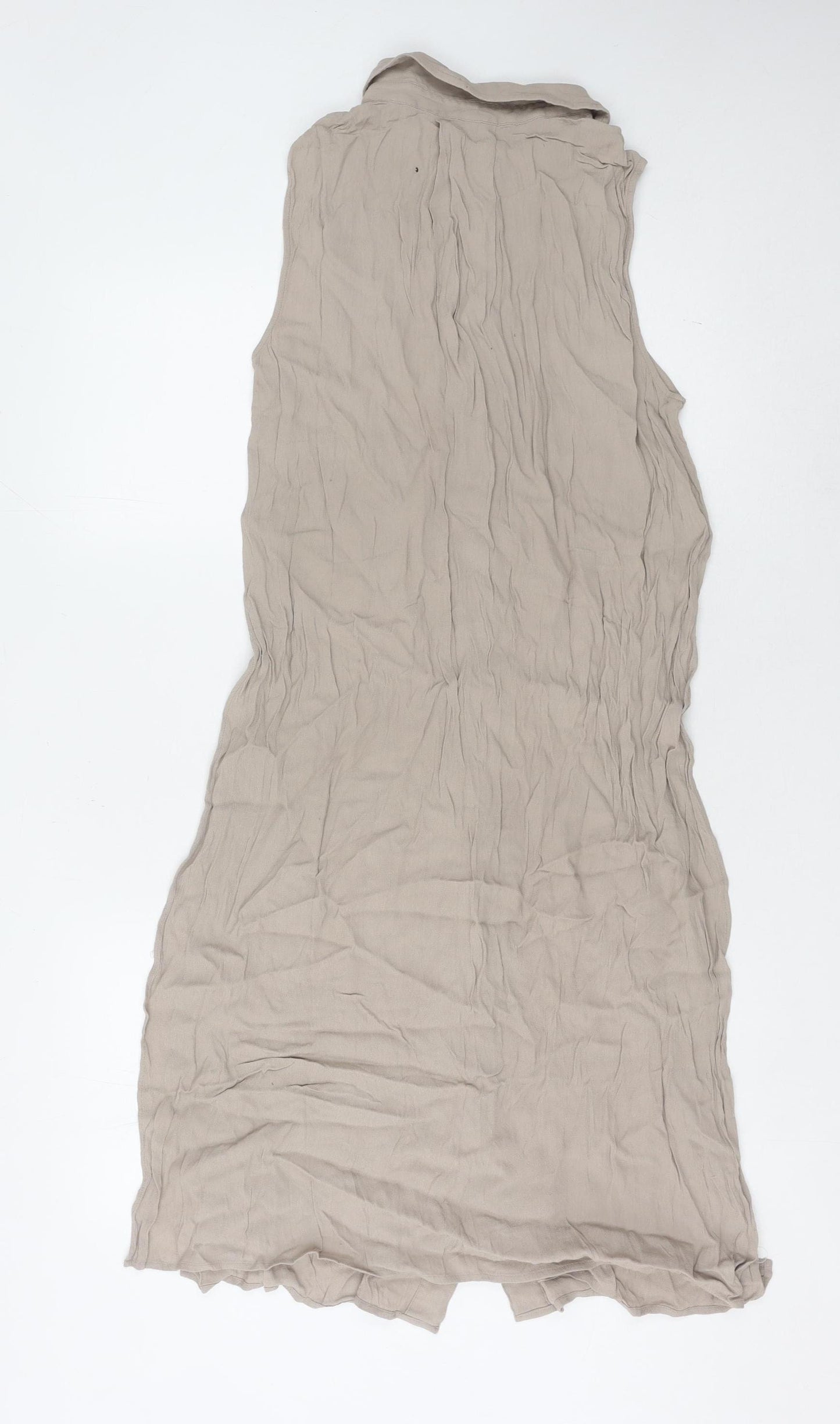 Mango Beige Sleeveless Shirt Dress, Size 10