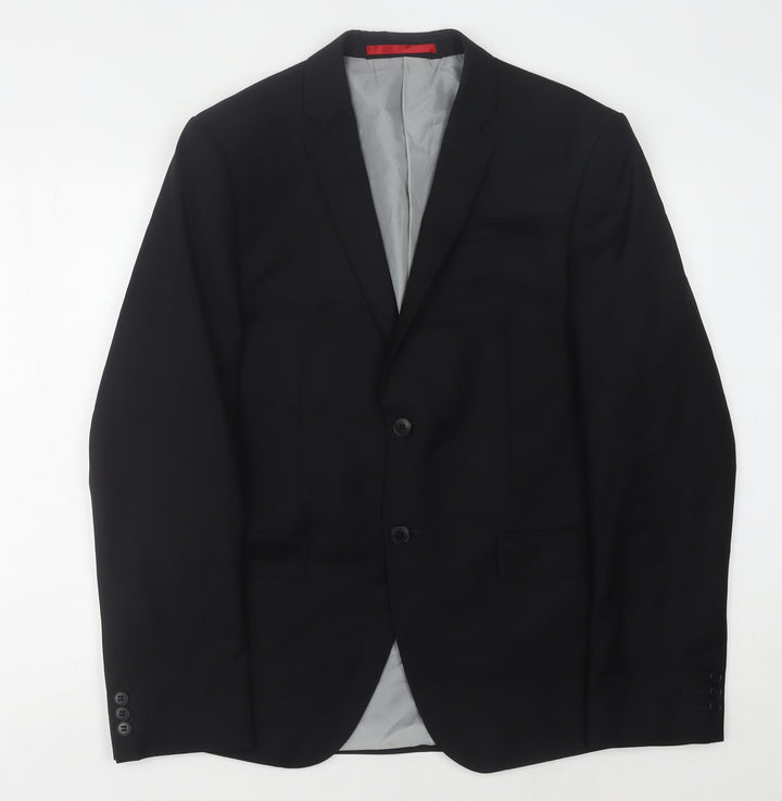 Marks and Spencer Men's Black Suit Jacket - M, Formal, Single-Breasted