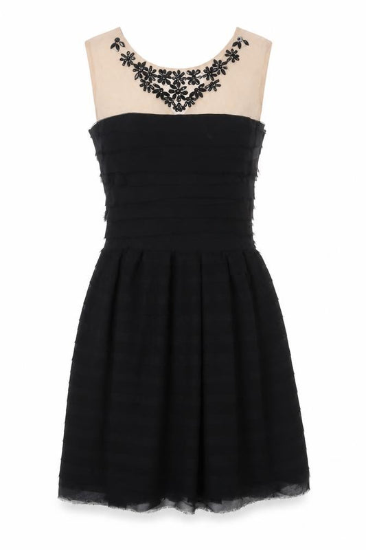 Front view of Jolie Moi Women's Black A-Line Dress, size 10, Party
