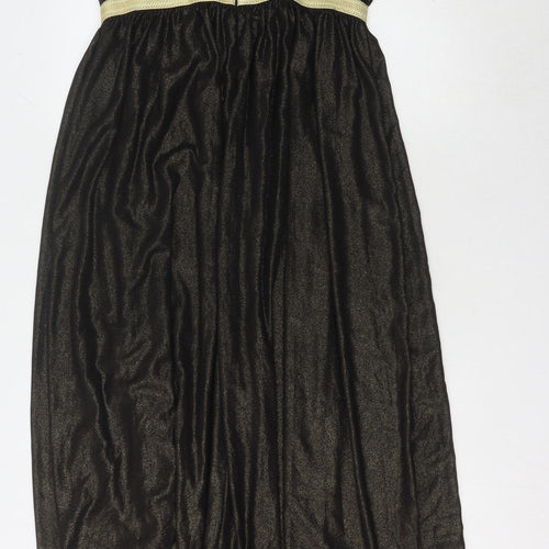 Boohoo Women's Black Floral Sleeveless Long Dress Size 16