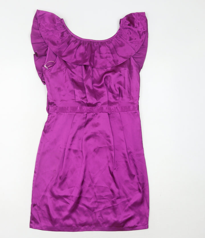Lipsy Women's Pink Sleeveless Flutter Dress Size 10