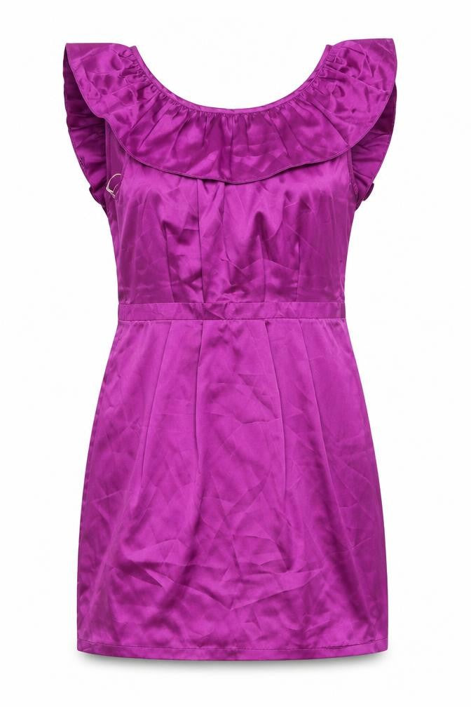 Front view of Lipsy Women's Pink Sleeveless Flutter Dress, size 10
