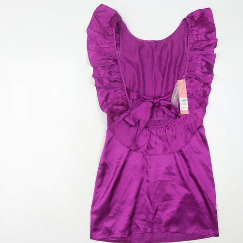 Lipsy Women's Pink Sleeveless Flutter Dress Size 10