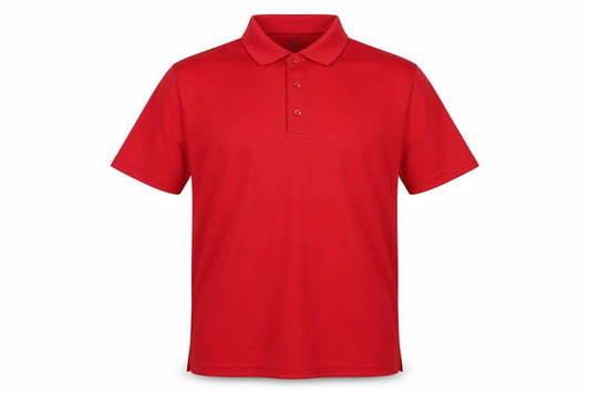 Front view of UltraClub Men's Red Polo Shirt Large