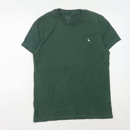 Jack Wills Men's Green T-Shirt, Size S, Crew Neck