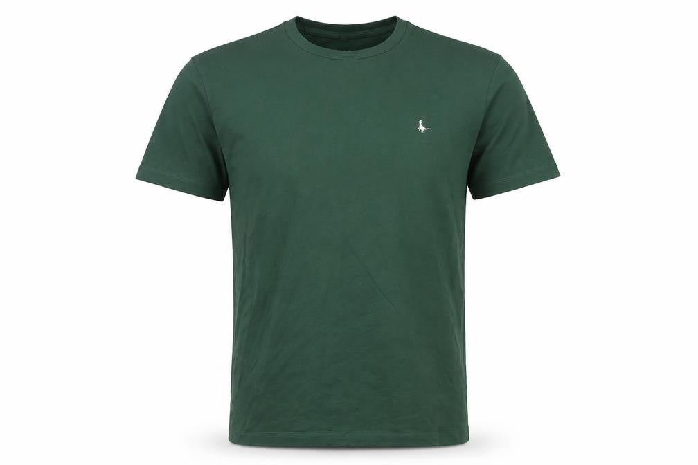 Front view of Jack Wills Men's Green T-Shirt, size S, Crew Neck