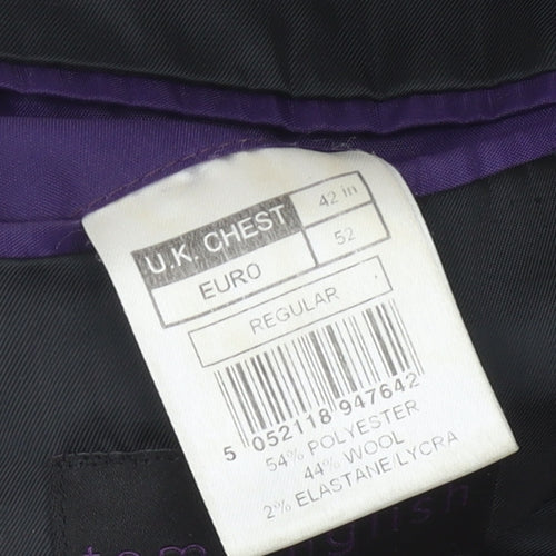 Tom English Men's Black Blazer, Size 42, Regular Fit