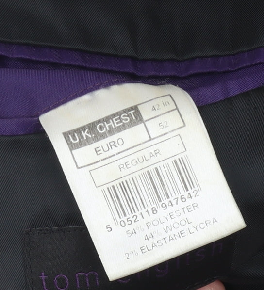 Tom English Men's Black Blazer, Size 42, Regular Fit