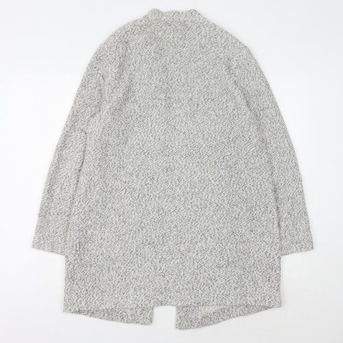 Stradivarius Womens Grey Open Front Cardigan Size 12 Zip Accents