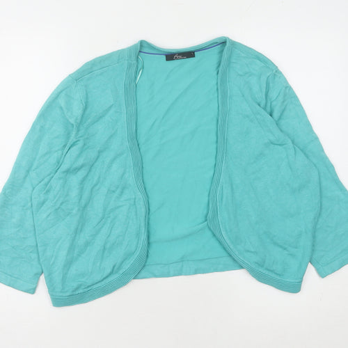 Bm Collection Women’s Green Open Front Cardigan, Size L, Knit, Excellent