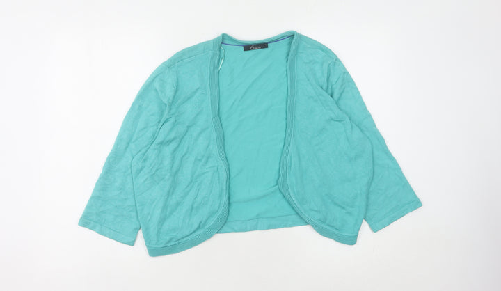 Bm Collection Women’s Green Open Front Cardigan, Size L, Knit, Excellent