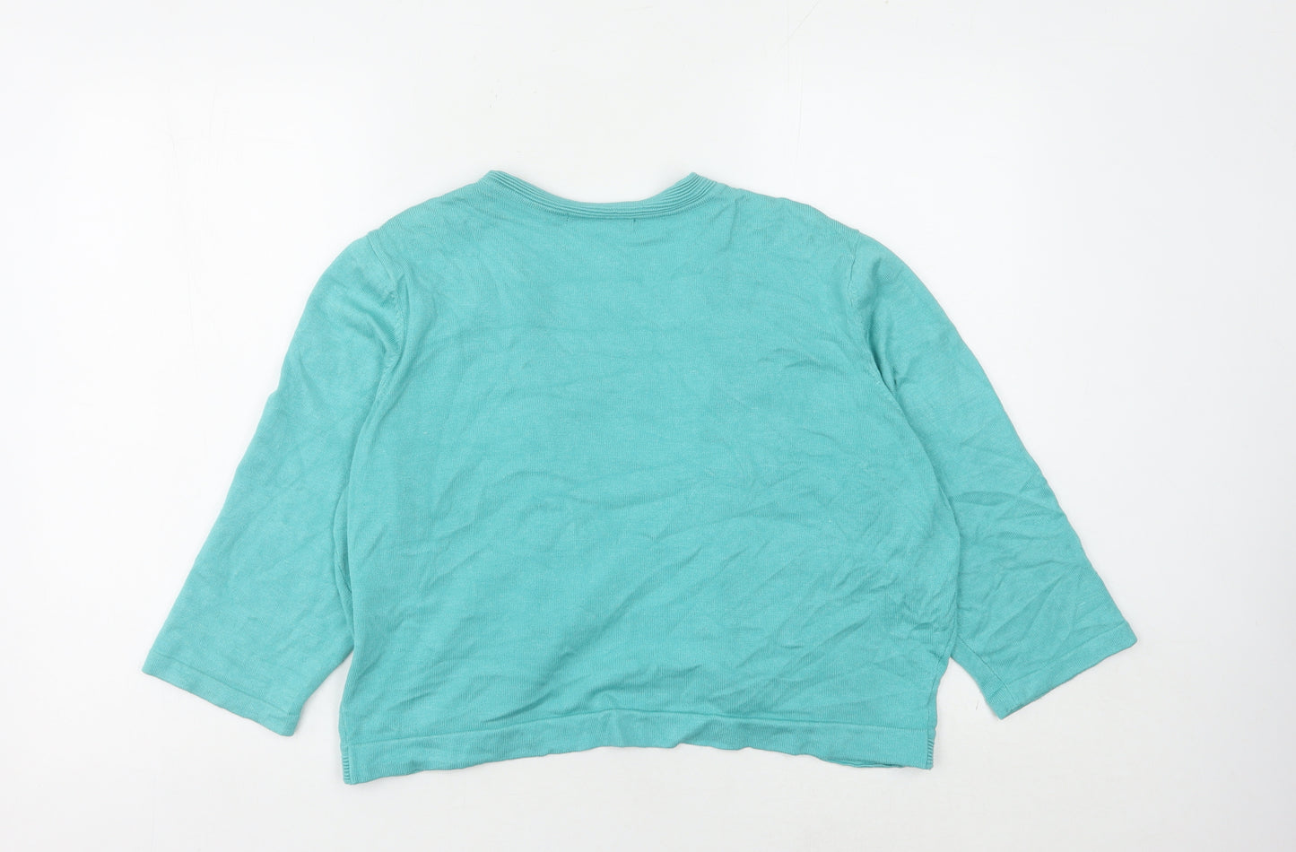Bm Collection Women’s Green Open Front Cardigan, Size L, Knit, Excellent