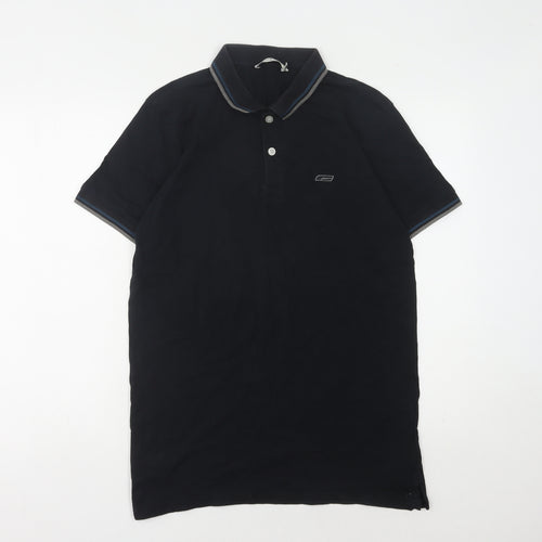 Jack & Jones Men's Black Polo Shirt L - Short Sleeve Cotton
