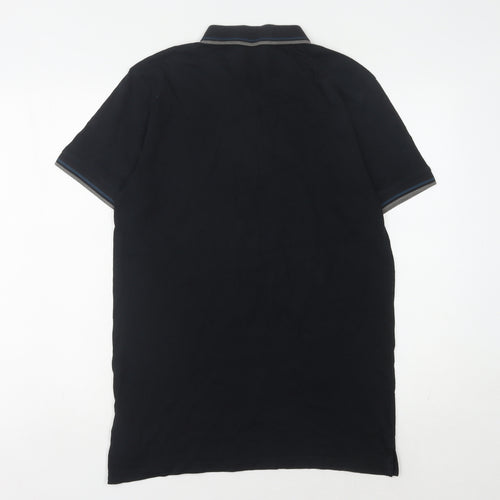 Jack & Jones Men's Black Polo Shirt L - Short Sleeve Cotton