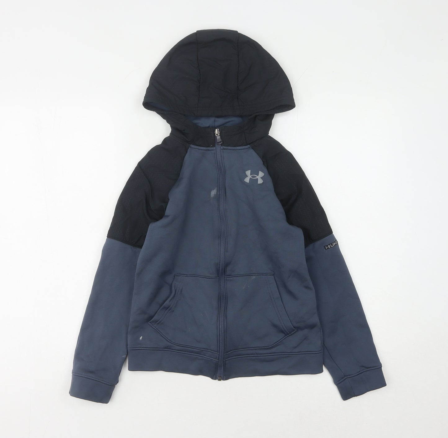 Under Armour Boys Blue Black Full Zip Hoodie - M