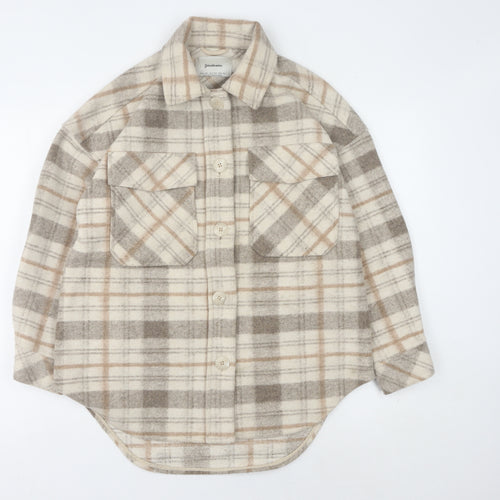 Stradivarius Women's Beige XS Checkered Jacket
