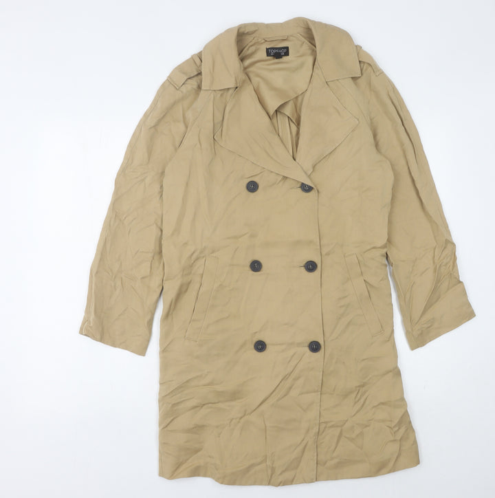 Topshop Women's Beige Trench Coat, Size 8, Lyocell