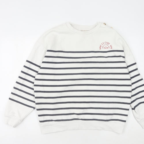 River Island Women's White Striped Sweatshirt M
