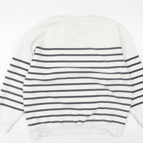 River Island Women's White Striped Sweatshirt M