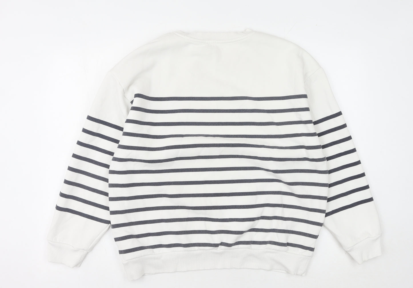 River Island Women's White Striped Sweatshirt M