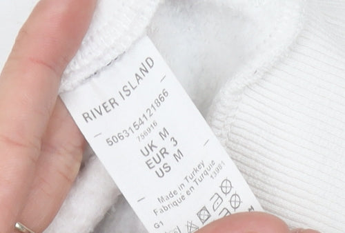 River Island Women's White Striped Sweatshirt M