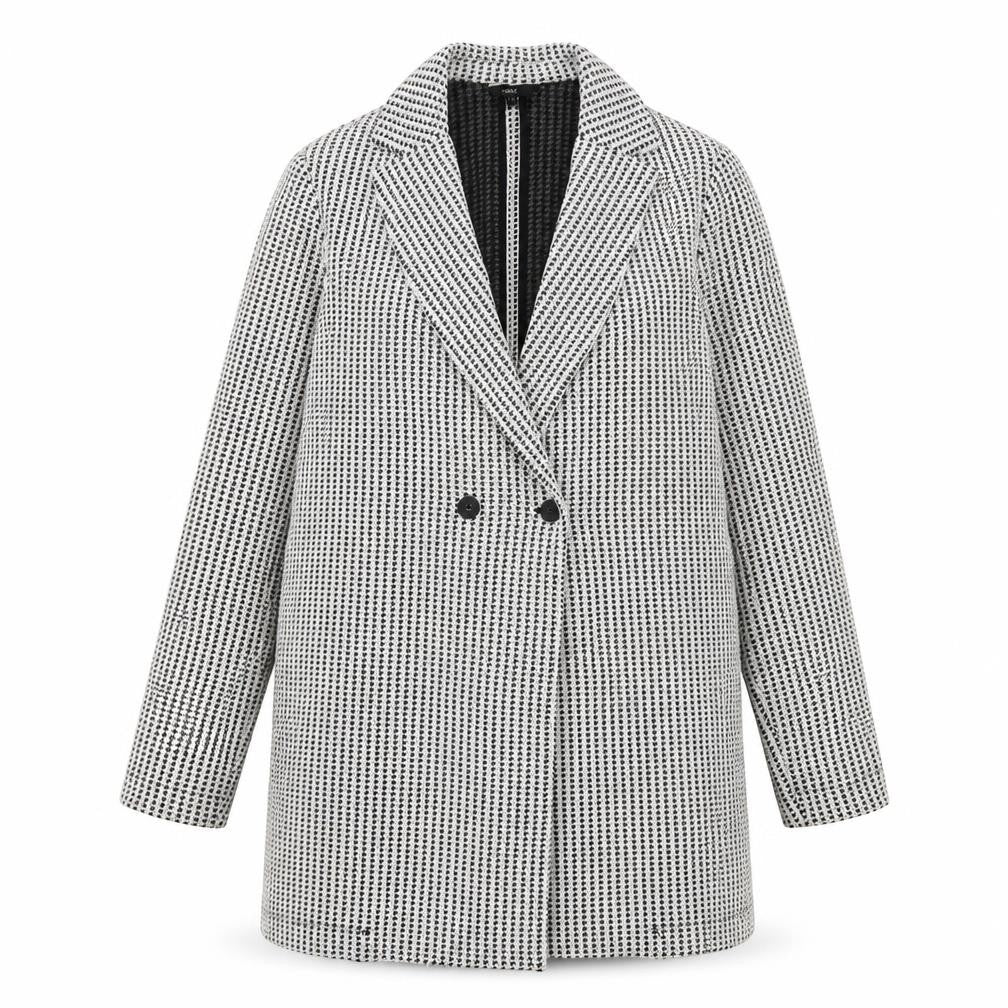 Front view of Next Women's Black White Houndstooth Blazer, size 14