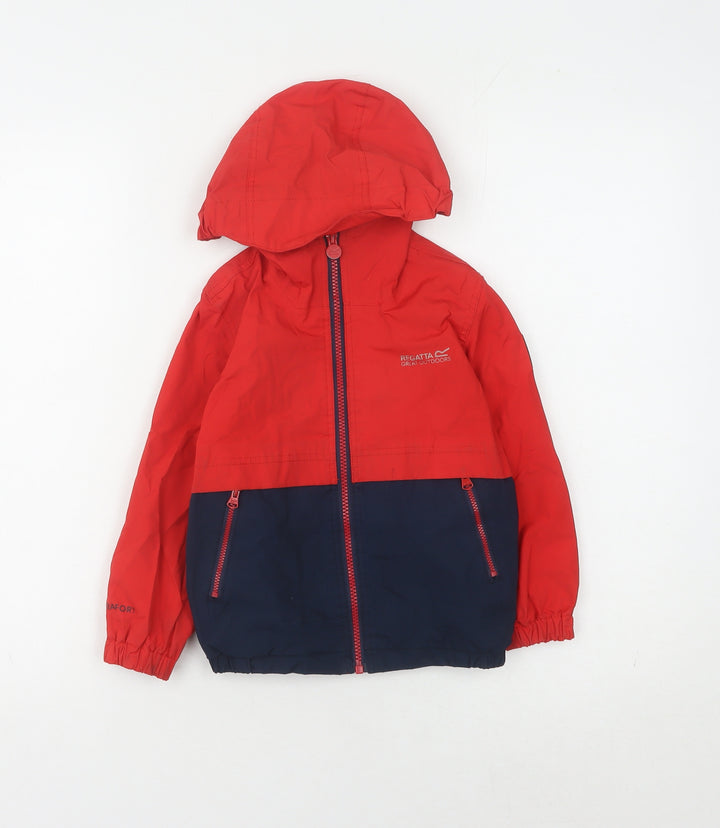 Regatta Boys Red Blue Parka Jacket 3-4 Years, Hooded, Waterproof